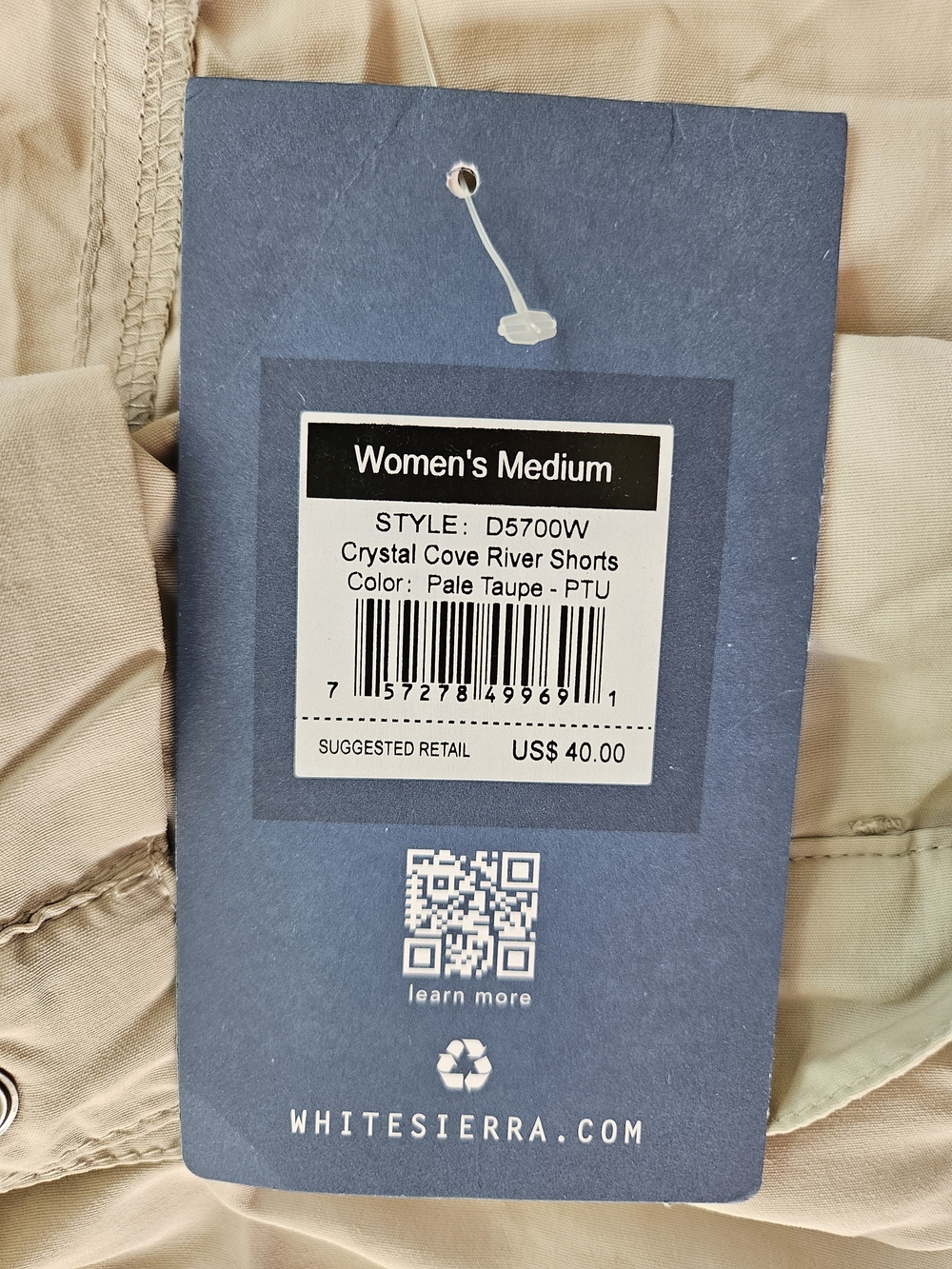 White Sierra Women's Crystal Covr Shorts Pale Taupe Beige Gorpcore NWT Medium - Picture 5 of 7